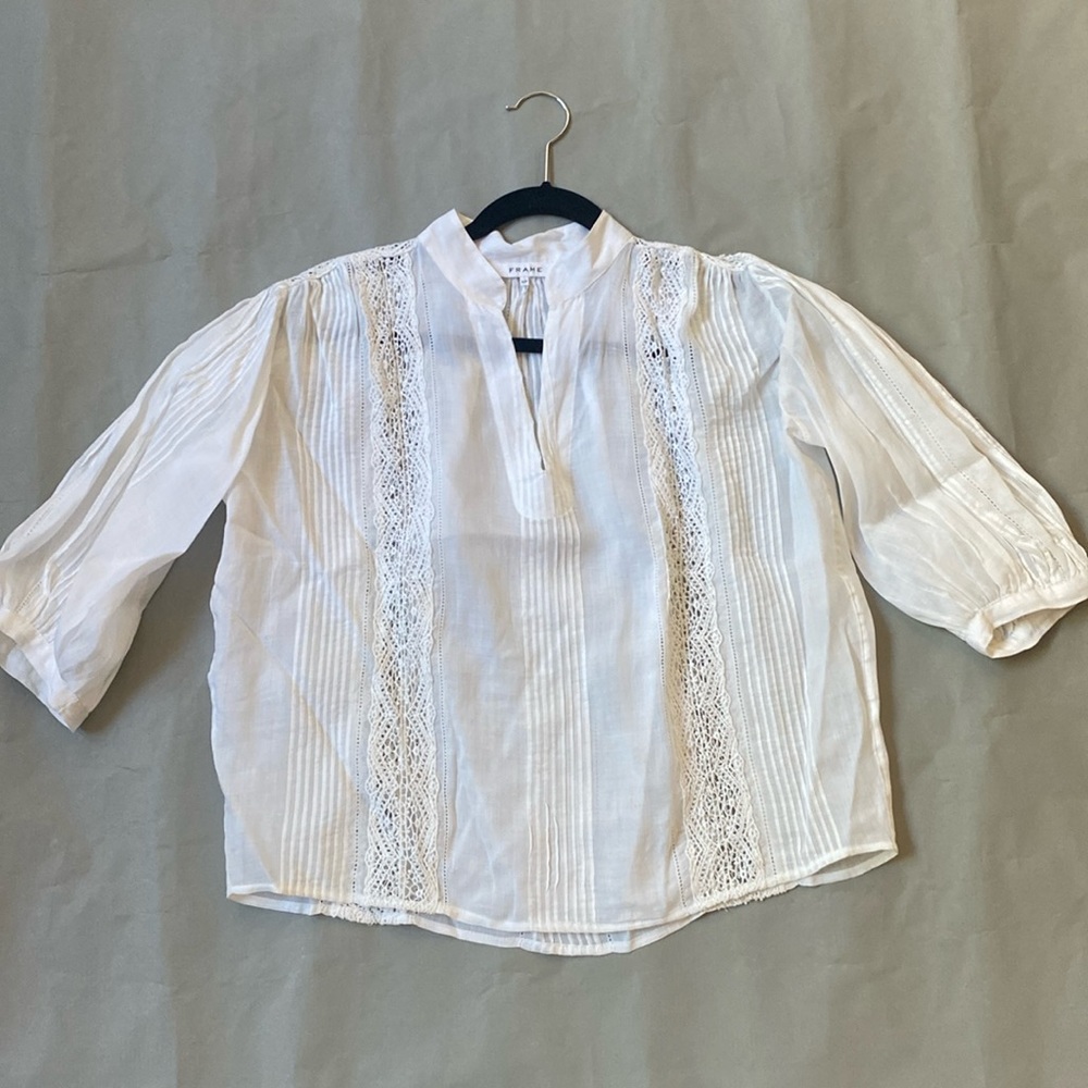 Frame Denim embroidered blouse size small.